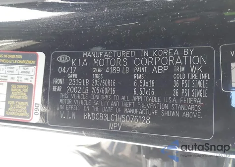 2017 Kia Niro Lx z USA, uszkodzony, nr VIN KNDCB3LC1H5076128